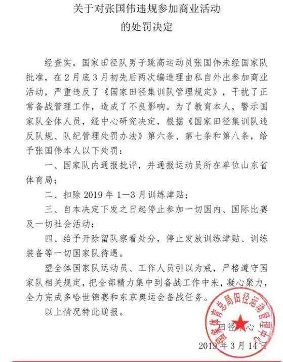 曝跳高名将张国伟被国家队开除 系因两度私自外出参加商业活动  张国伟 第2张