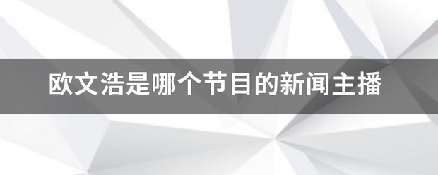 欧文浩是哪个节目的新闻主播